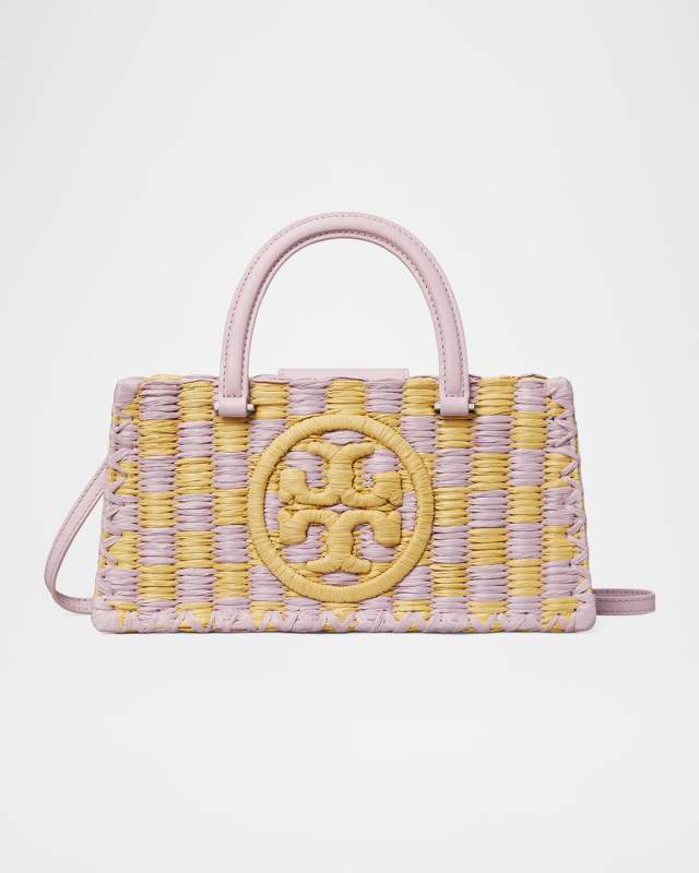 Ella Checkered Crochet Top-Handle Bag